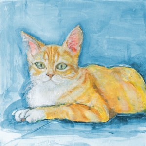 ペット肖像画油絵M&L猫アップ