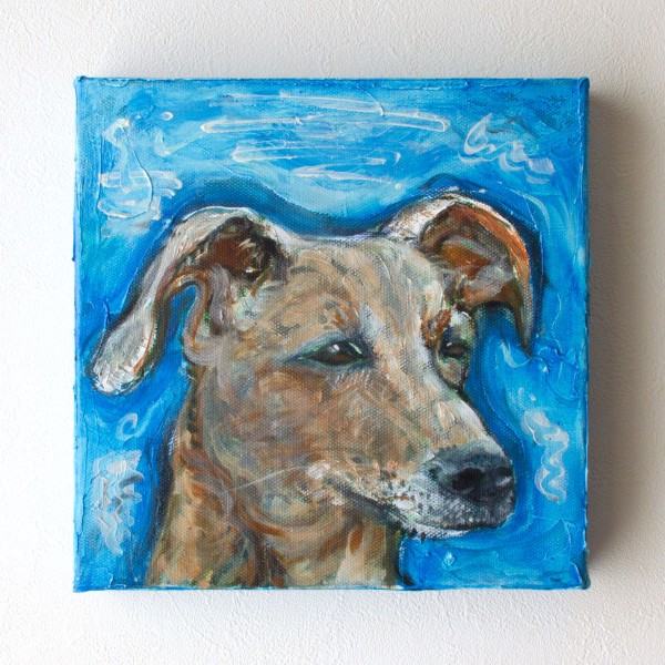 ペット 絵画・肖像画ビビットS犬ブルー
